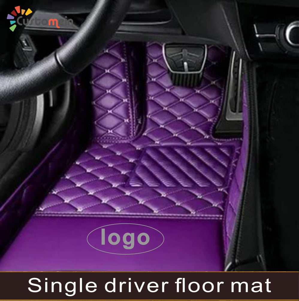 Custom single driver floor mat, leather, with logo (diamond stitching)