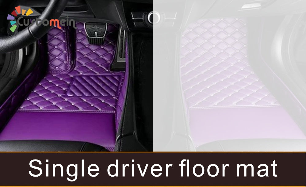 Custom single driver floor mat, leather, with logo (diamond stitching)