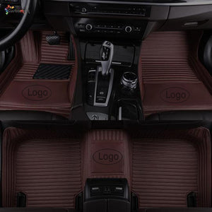Custom Car Floor Mat in Leather with Logo (New Stripe Design)